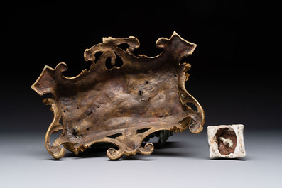 * A gilt-bronze-mounted celadon-glazed group of three figures riding an elephant, probably Samson, Paris, 19th C.