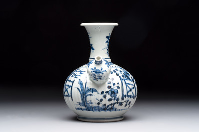 A Japanese blue and white kendi with a garden scene, Edo, early 18th C.