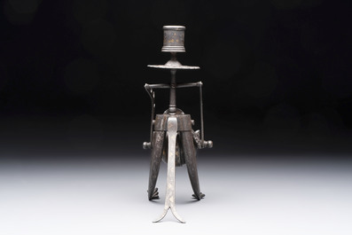 A fine gold and silver-inlaid Indo-Persian damascened koftgari steel scribe&rsquo;s set, India, 19th C.