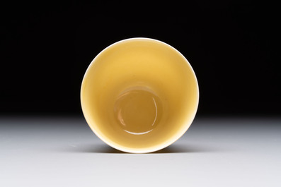 A Chinese yellow-glazed cup, Kangxi mark and of the period