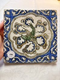 12 polychrome Kubachi pottery tiles with floral design, Dagestan, 19th C.