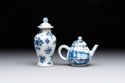 A collection of 17 Chinese blue, white and famille rose wares, Kangxi/Qianlong