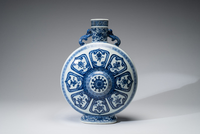 An extremely rare Chinese blue and white 'Bajixiang' moonflask, Yongzheng mark and of the period
