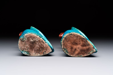 Four Chinese turquoise-glazed parrots, 19th C.