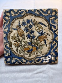 12 polychrome Kubachi pottery tiles with floral design, Dagestan, 19th C.