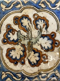 12 polychrome Kubachi pottery tiles with floral design, Dagestan, 19th C.