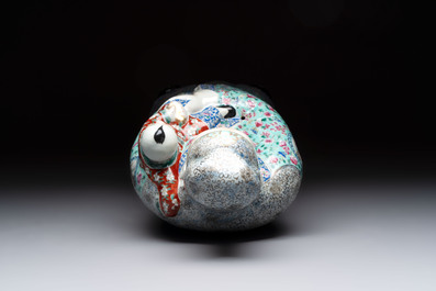 A large Chinese famille rose figure of Fu Xing, Zhu Mao Ji Zao 朱茂記造 mark, Republic