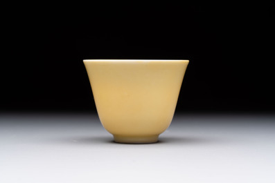 A Chinese yellow-glazed cup, Kangxi mark and of the period