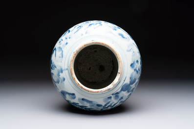 A Chinese blue and white 'dragon' vase, Transitional period