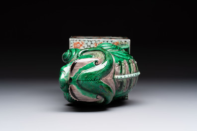 A Chinese famille verte Buddhist lion, 19th C.