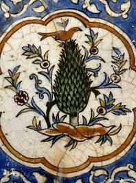 12 polychrome Kubachi pottery tiles with floral design, Dagestan, 19th C.