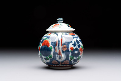 Three Chinese famille verte and Imari-style teapots, Kangxi