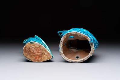 Four Chinese turquoise-glazed parrots, 19th C.