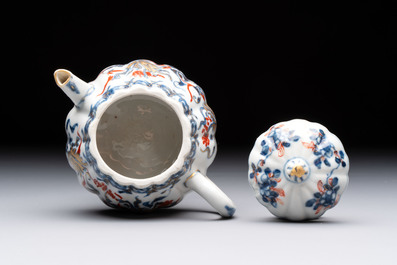 Three Chinese famille verte and Imari-style teapots, Kangxi