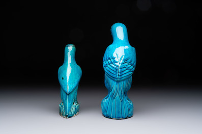 Four Chinese turquoise-glazed parrots, 19th C.