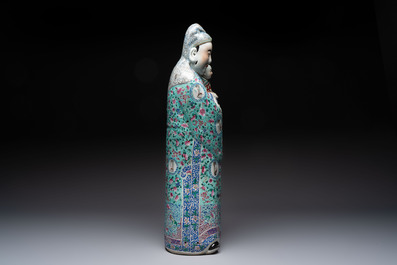 A large Chinese famille rose figure of Fu Xing, Zhu Mao Ji Zao 朱茂記造 mark, Republic