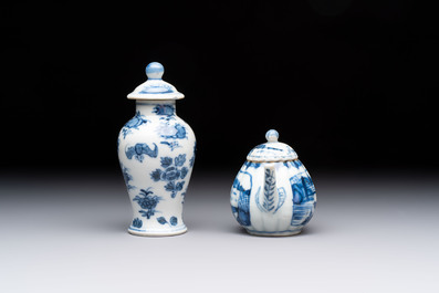 A collection of 17 Chinese blue, white and famille rose wares, Kangxi/Qianlong