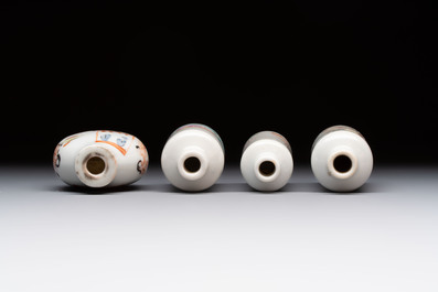 Four Chinese famille rose 'erotic' snuff bottles, Chenghua mark, 19th C.