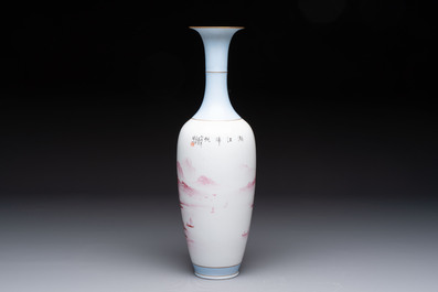 A Chinese polychrome 'landscape' eggshell vase, signed Liu Huan 劉煥, Jing De Zhen Zhi 景德鎮制 mark, dated 2006