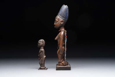 A wooden Lobi Bateba figure and a wooden Ibeji figure, Africa, Lobi people and Yoruba people