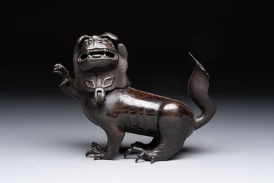 A rare Chinese bronze lion-form censer, Southern Song