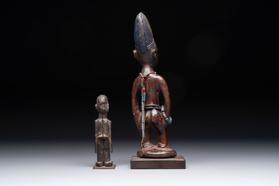 A wooden Lobi Bateba figure and a wooden Ibeji figure, Africa, Lobi people and Yoruba people