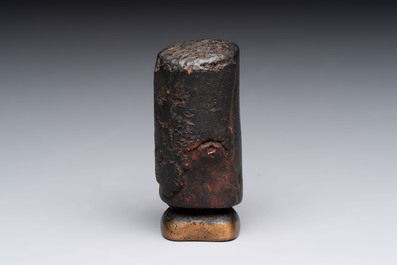 A Tibetan copper Gawu box and tsa tsa mold, 19th C.