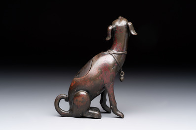 A rare Chinese bronze 'hound' censer, Ming