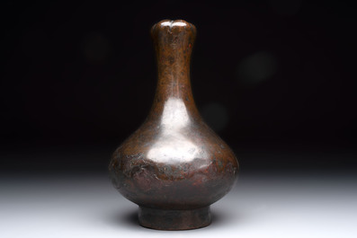 A Chinese bronze garlic-head 'hu' wine vessel, Han