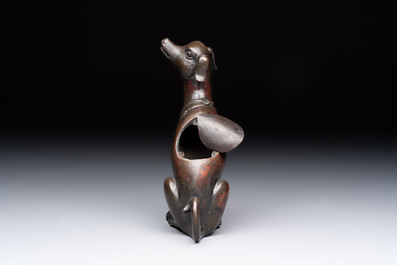 A rare Chinese bronze 'hound' censer, Ming