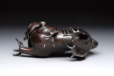 A rare Chinese bronze lion-form censer, Southern Song