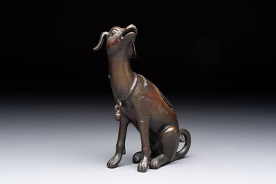A rare Chinese bronze 'hound' censer, Ming