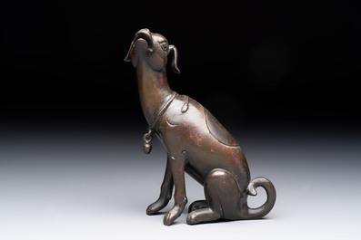 A rare Chinese bronze 'hound' censer, Ming
