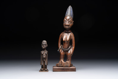 A wooden Lobi Bateba figure and a wooden Ibeji figure, Africa, Lobi people and Yoruba people