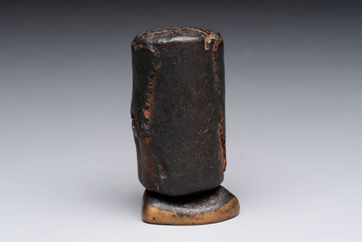 A Tibetan copper Gawu box and tsa tsa mold, 19th C.
