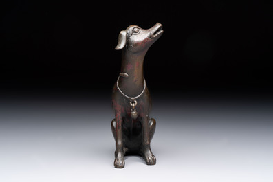 A rare Chinese bronze 'hound' censer, Ming