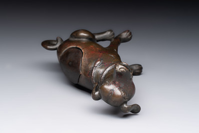 A rare Chinese bronze 'hound' censer, Ming