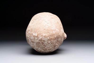 A Chinese sandstone head of a Luohan, Ming