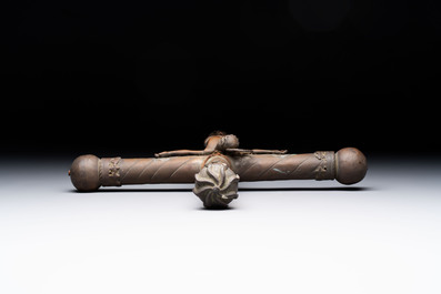 A brass processional cross with corpus Christi, Spain or France, 15th C.