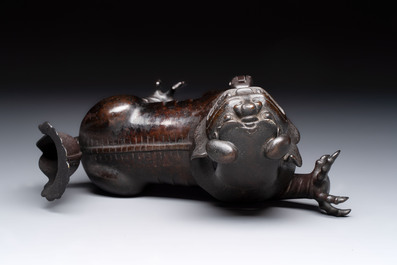 A rare Chinese bronze lion-form censer, Southern Song