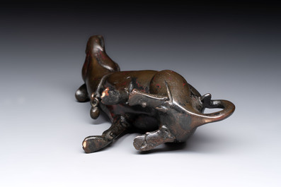 A rare Chinese bronze 'hound' censer, Ming