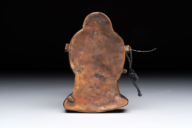 A Tibetan copper Gawu box and tsa tsa mold, 19th C.