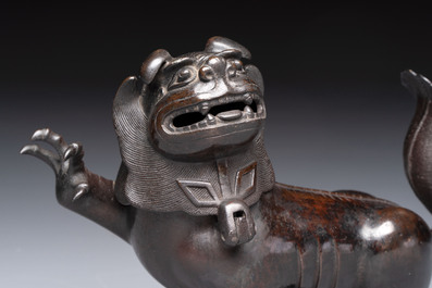 A rare Chinese bronze lion-form censer, Southern Song