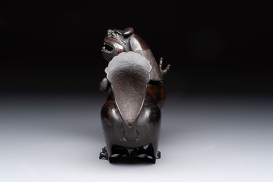 A rare Chinese bronze lion-form censer, Southern Song