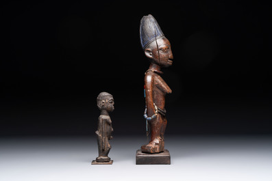 A wooden Lobi Bateba figure and a wooden Ibeji figure, Africa, Lobi people and Yoruba people