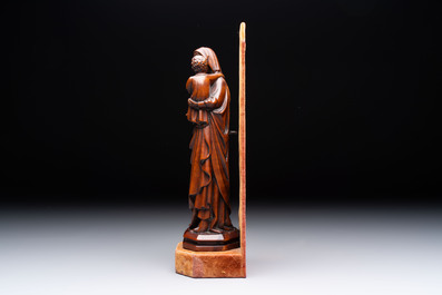 A carved boxwood sculpture of Madonna and Child, France or Italy, 19th C.