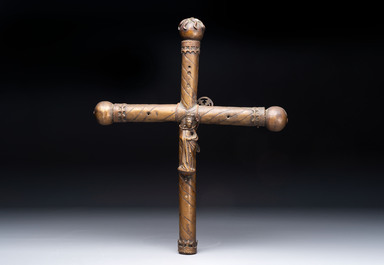 A brass processional cross with corpus Christi, Spain or France, 15th C.