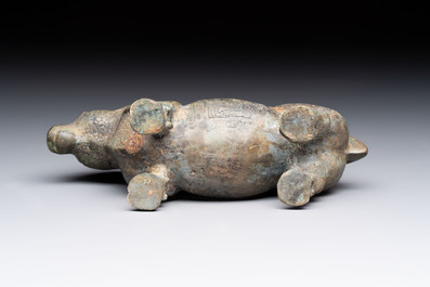 A rare Chinese bronze ritual vessel in the form of a tapir in Eastern Zhou-style, Warring States period