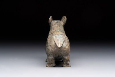 A rare Chinese bronze ritual vessel in the form of a tapir in Eastern Zhou-style, Warring States period