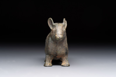 A rare Chinese bronze ritual vessel in the form of a tapir in Eastern Zhou-style, Warring States period
